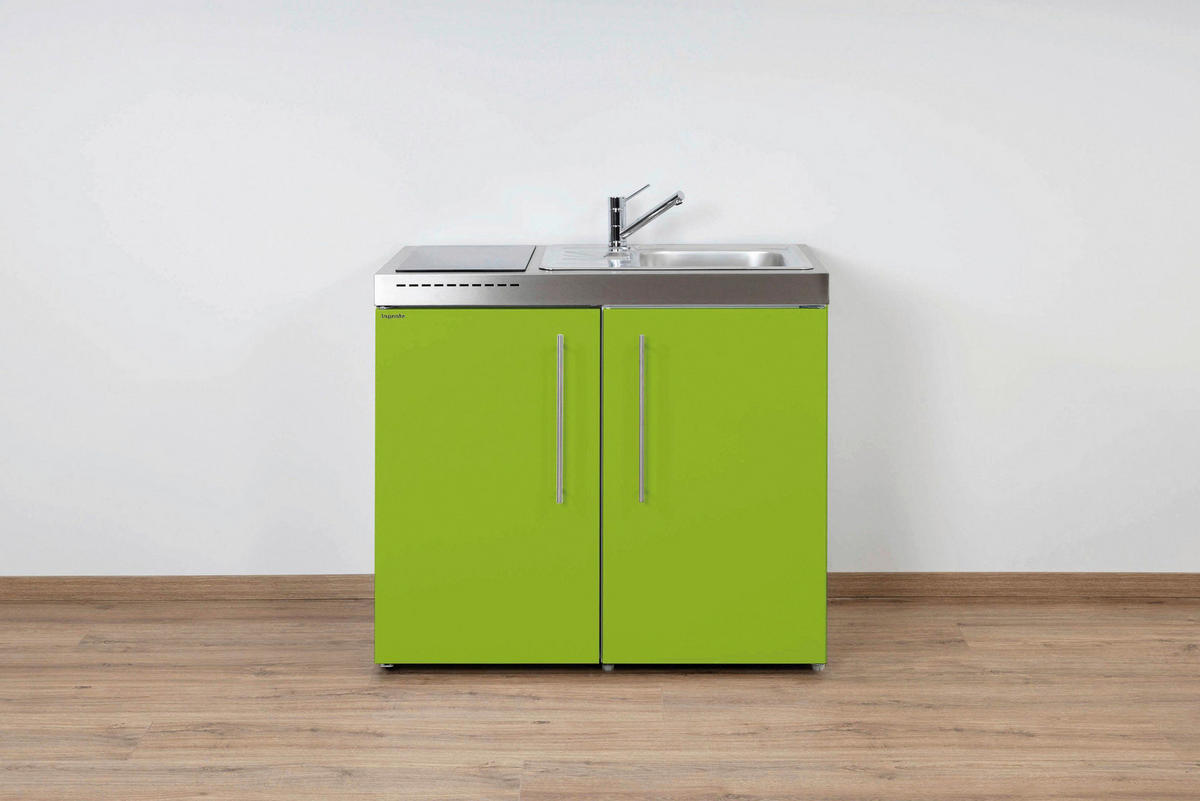 MINIKÜCHE  100/89/60 cm  in Grün  - Edelstahlfarben/Grün, Basics, Metall (100/89/60cm)