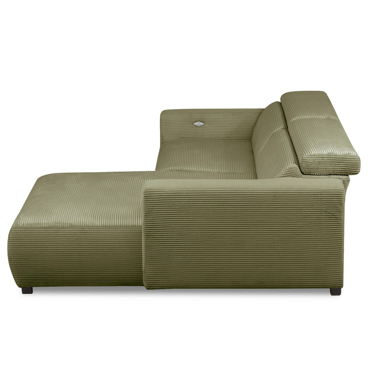 ECKSOFA RENO Grün Cord Relaxfunktion, Kopfteilverstellung  - Schwarz/Grün, Design, Kunststoff/Textil (248/184cm) - Livetastic
