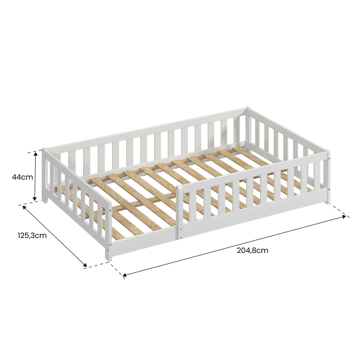BODENBETT. 120/200 cm Weiss  - Weiss, Modern, Holz/Holzwerkstoff (120/200cm) - P & B