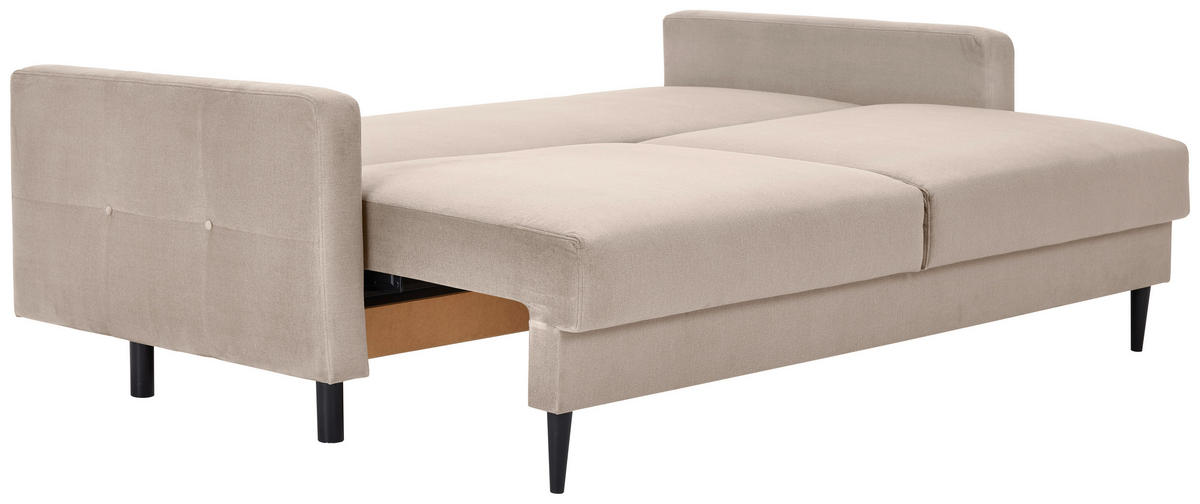 SCHLAFSOFA in Samt Naturfarben  - Schwarz/Naturfarben, Konventionell, Holz/Textil (220/95/98cm) - MID.YOU