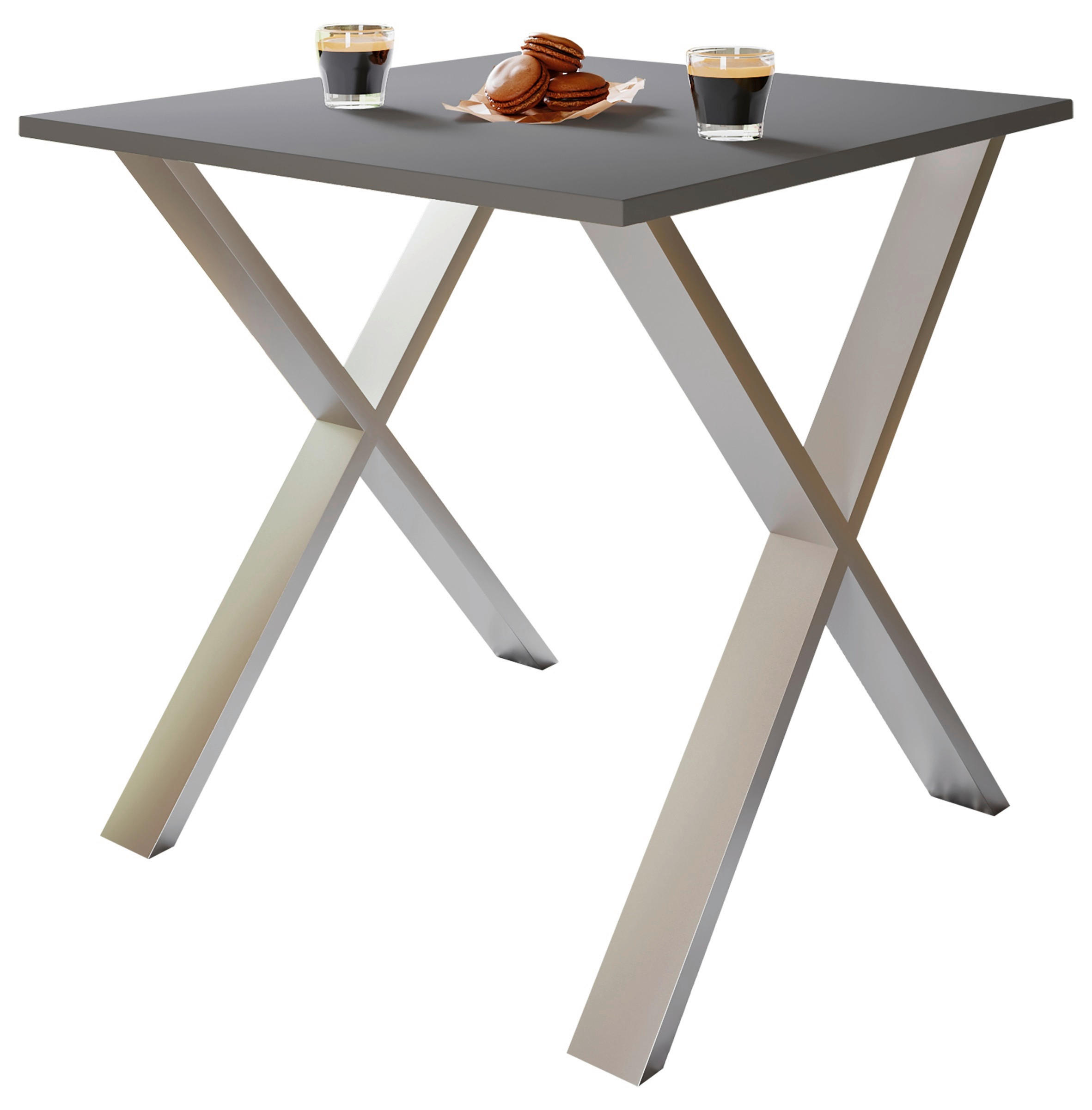 SCHREIBTISCH  Anthrazit, Silberfarben   - Anthrazit/Silberfarben, Design, Holzwerkstoff/Metall (80/76/80cm) - MID.YOU