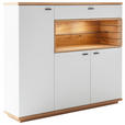 HIGHBOARD Weiß, Wildeiche  150/133/37 cm  - Wildeiche/Anthrazit, Design, Glas/Holz (150/133/37cm) - Novel