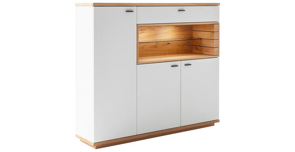 HIGHBOARD Weiß, Wildeiche 150/133/37 cm - Wildeiche/Anthrazit, Design, Glas/Holz (150/133/37cm) - Novel