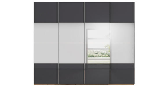 SCHWEBETÜRENSCHRANK  in Schwarz, Eiche Artisan  - Chromfarben/Schwarz, Design, Glas/Holzwerkstoff (271/235/68cm) - Novel