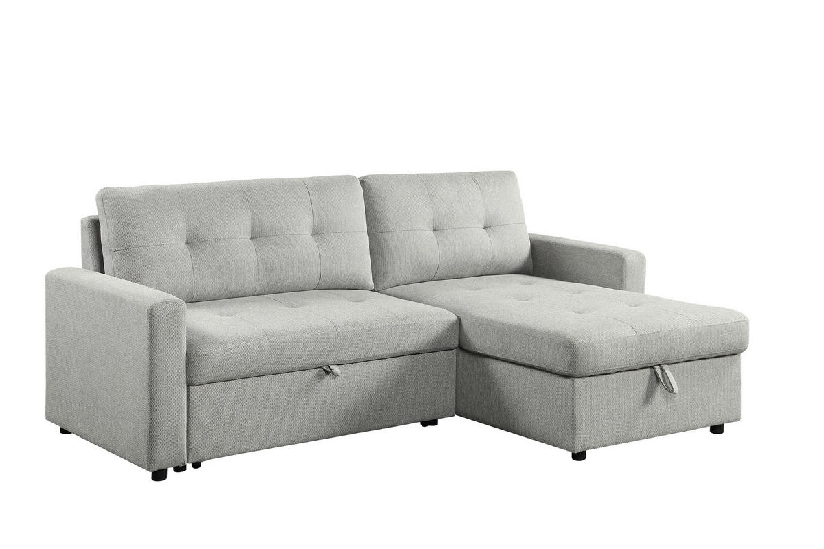 ECKSOFA LYN Hellgrau Leinenoptik  - Hellgrau/Schwarz, Design, Kunststoff/Textil (218/91/85cm) - MID.YOU