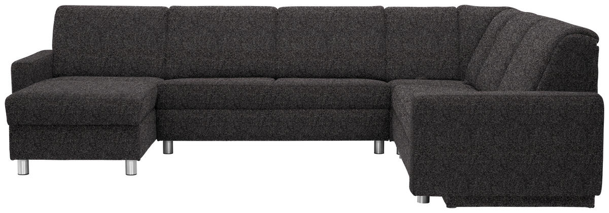 WOHNLANDSCHAFT in Chenille Dunkelbraun  - Dunkelbraun/Alufarben, KONVENTIONELL, Kunststoff/Textil (158/322/236cm) - Sedda