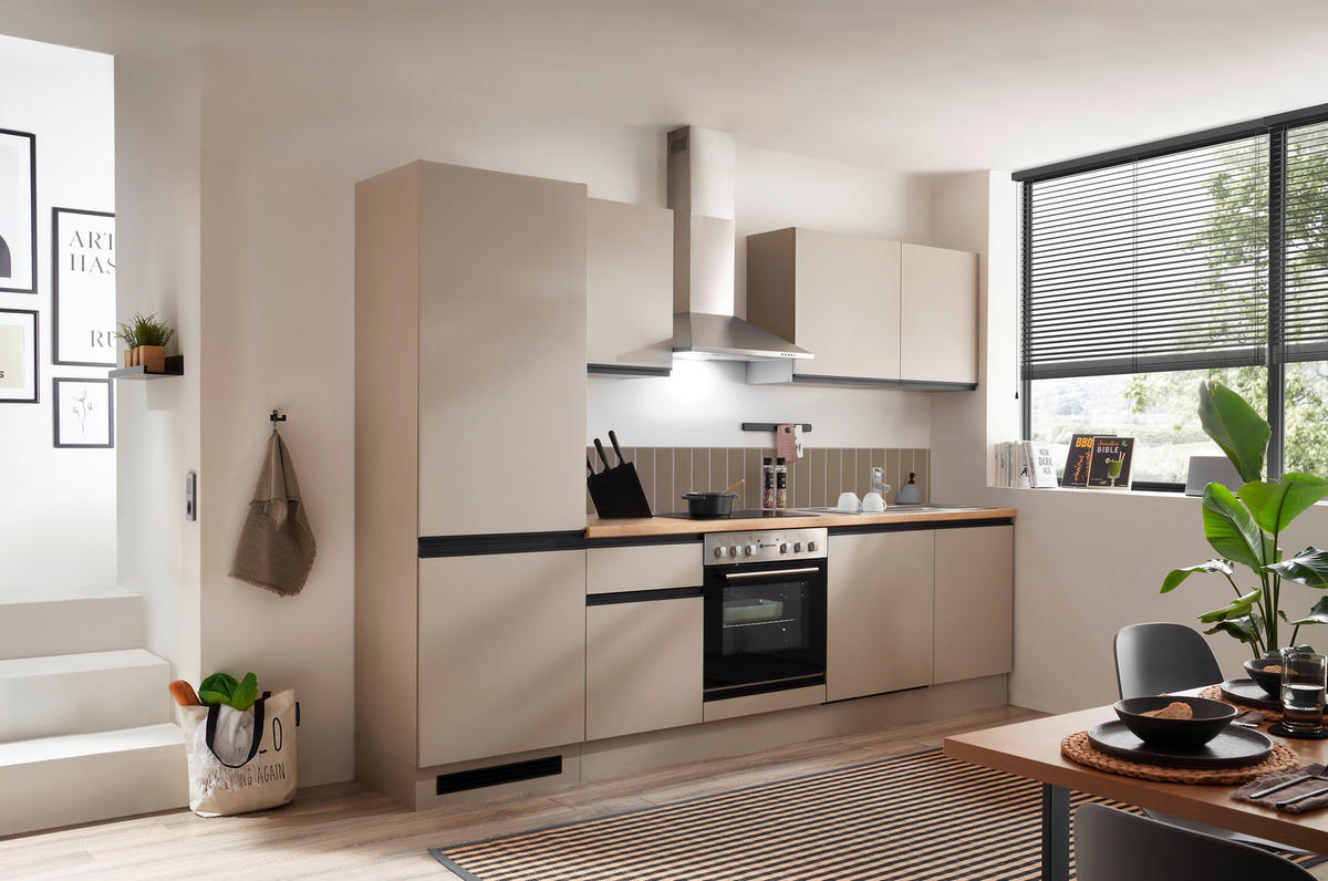 KÜCHENBLOCK 280 cm   in Seidengrau  - Eichefarben/Seidengrau, Trend, Holzwerkstoff/Metall (280cm) - P & B