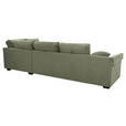 ECKSOFA in Cord Olivgrün  - Salbeigrün/Schwarz, KONVENTIONELL, Holz/Textil (298/202cm) - Carryhome