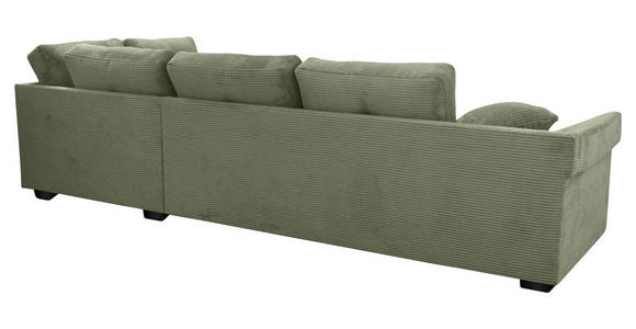ECKSOFA in Cord Olivgrün  - Salbeigrün/Schwarz, KONVENTIONELL, Holz/Textil (298/202cm) - Carryhome