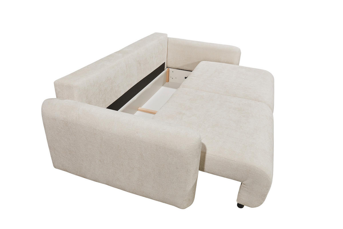 SCHLAFSOFA BUBBLE 2 Webstoff Perlmutt  inkl. Bettkasten  - Perlmutt/Schwarz, MODERN, Kunststoff/Textil (240/89/122cm) - MID.YOU