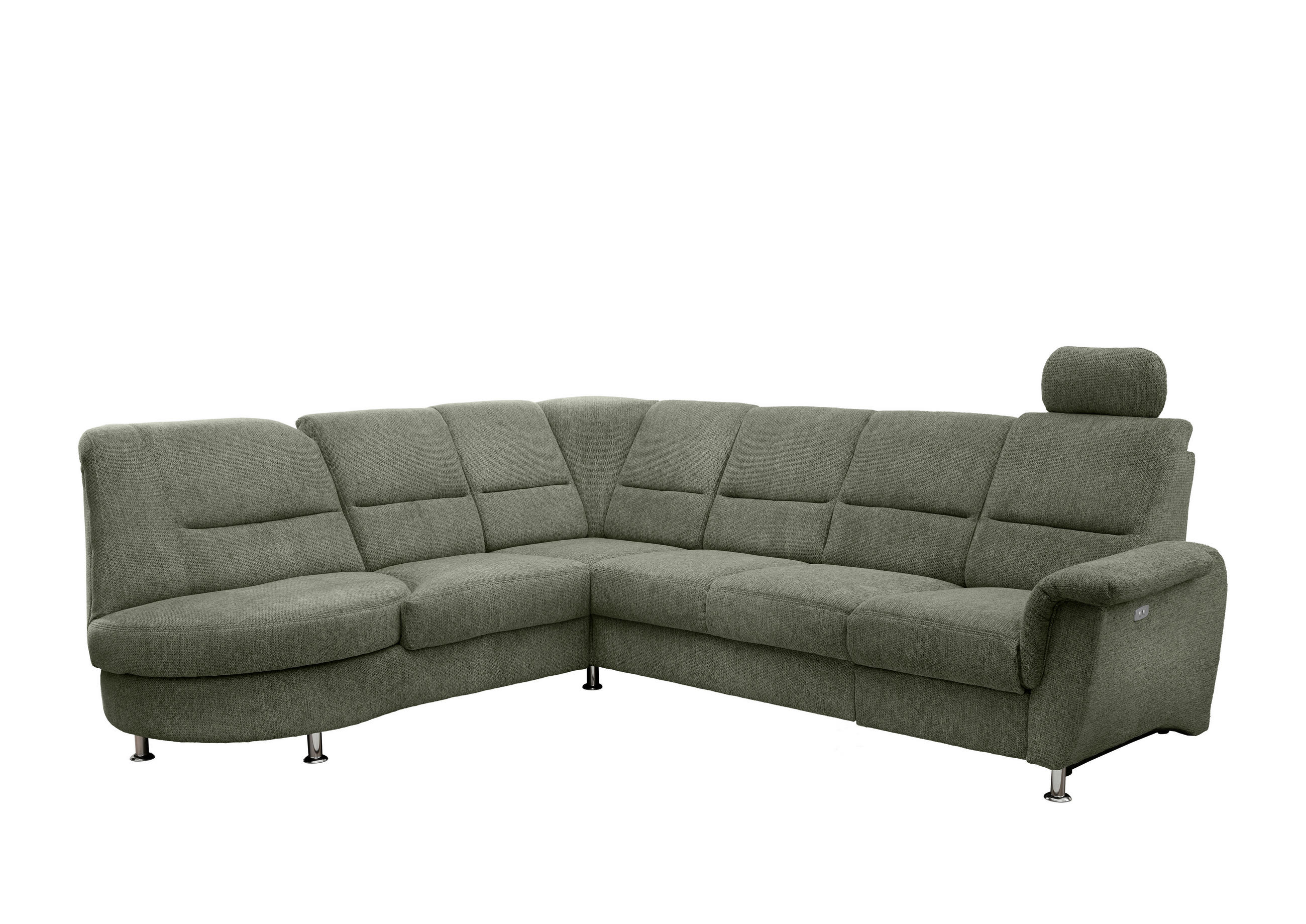 ECKSOFA Dunkelgrün Chenille  - Chromfarben/Dunkelgrün, MODERN, Textil/Metall (236/275cm) - Livetastic