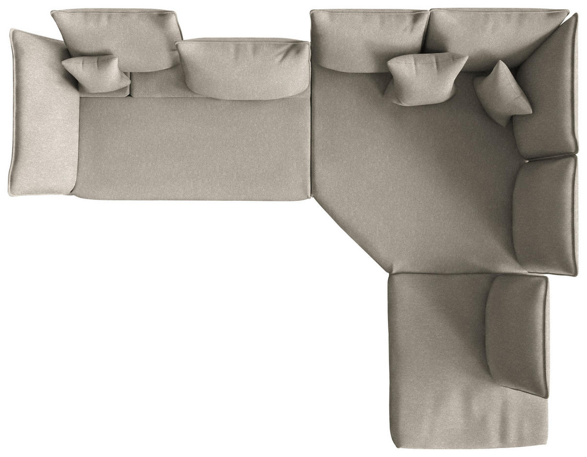 ECKSOFA Chenille, Flachgewebe Greige  - Greige/Schwarz, Modern, Textil/Metall (340/272cm) - W.Schillig