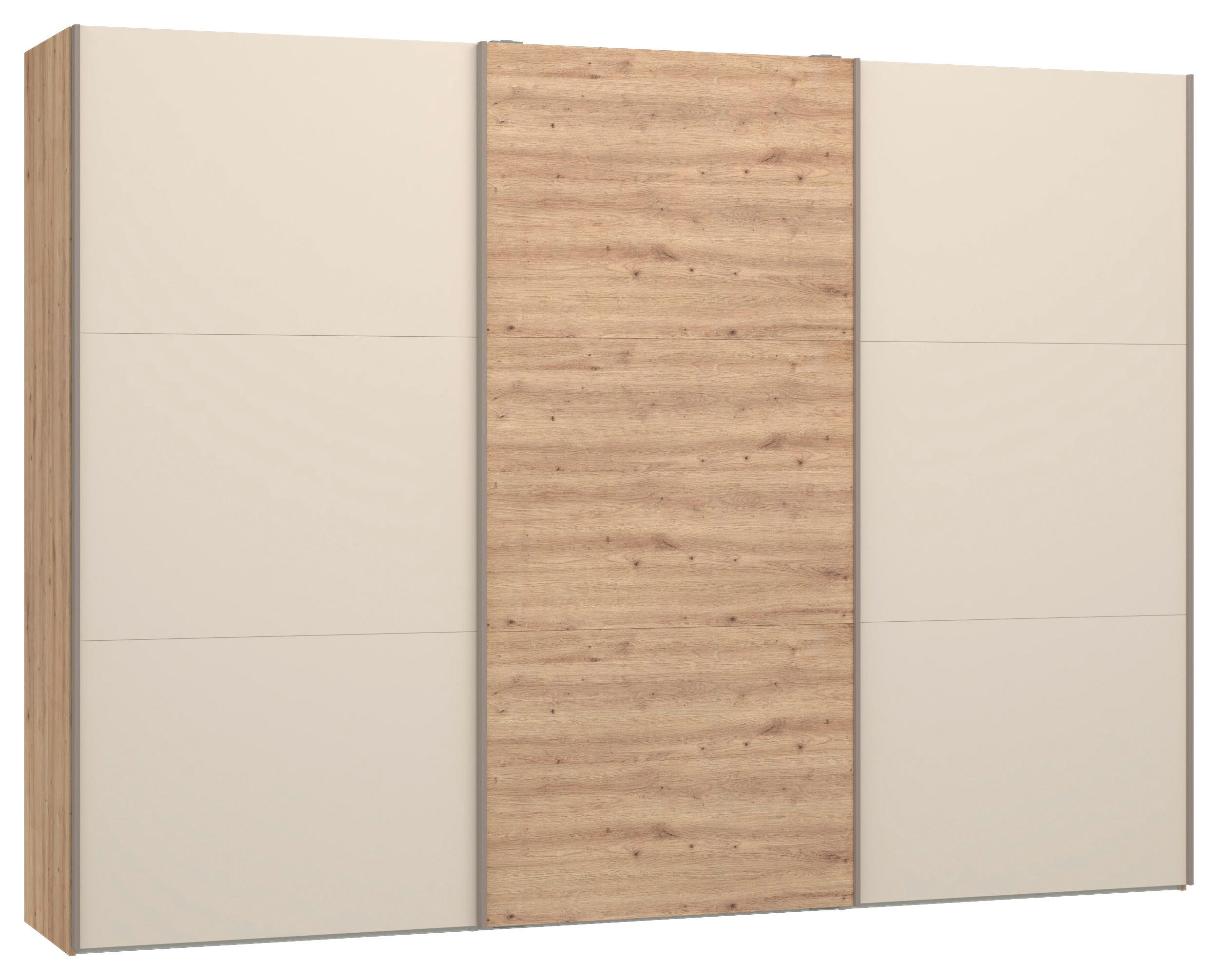 SCHWEBETÜRENSCHRANK 303/220/65 cm 3-türig Kaschmir, Eiche Artisan  - Hellbraun/Kaschmir, Design, Holzwerkstoff/Metall (303/220/65cm) - Jutzler
