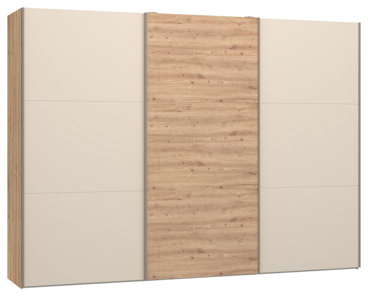 SCHWEBETÜRENSCHRANK 303/220/65 cm 3-türig Kaschmir, Eiche Artisan  - Hellbraun/Kaschmir, Design, Holzwerkstoff/Metall (303/220/65cm) - Jutzler