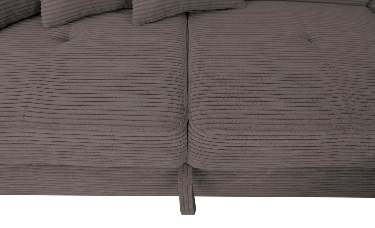 ECKSOFA inkl. Funktionen Anthrazit Cord  - Anthrazit/Silberfarben, Design, Textil/Metall (257/226cm) - Xora
