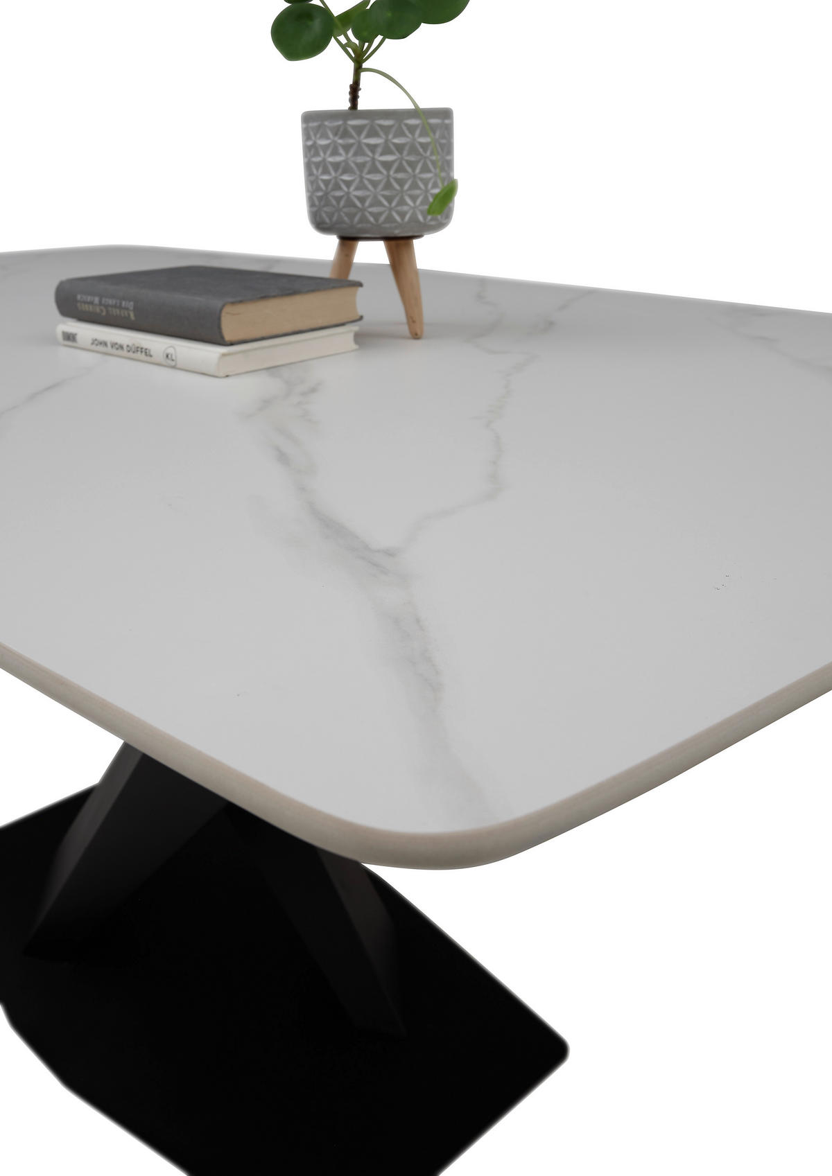 ESSTISCH in Keramik  - Schwarz/Weiß, MODERN, Keramik/Metall (180/75/90cm) - MID.YOU