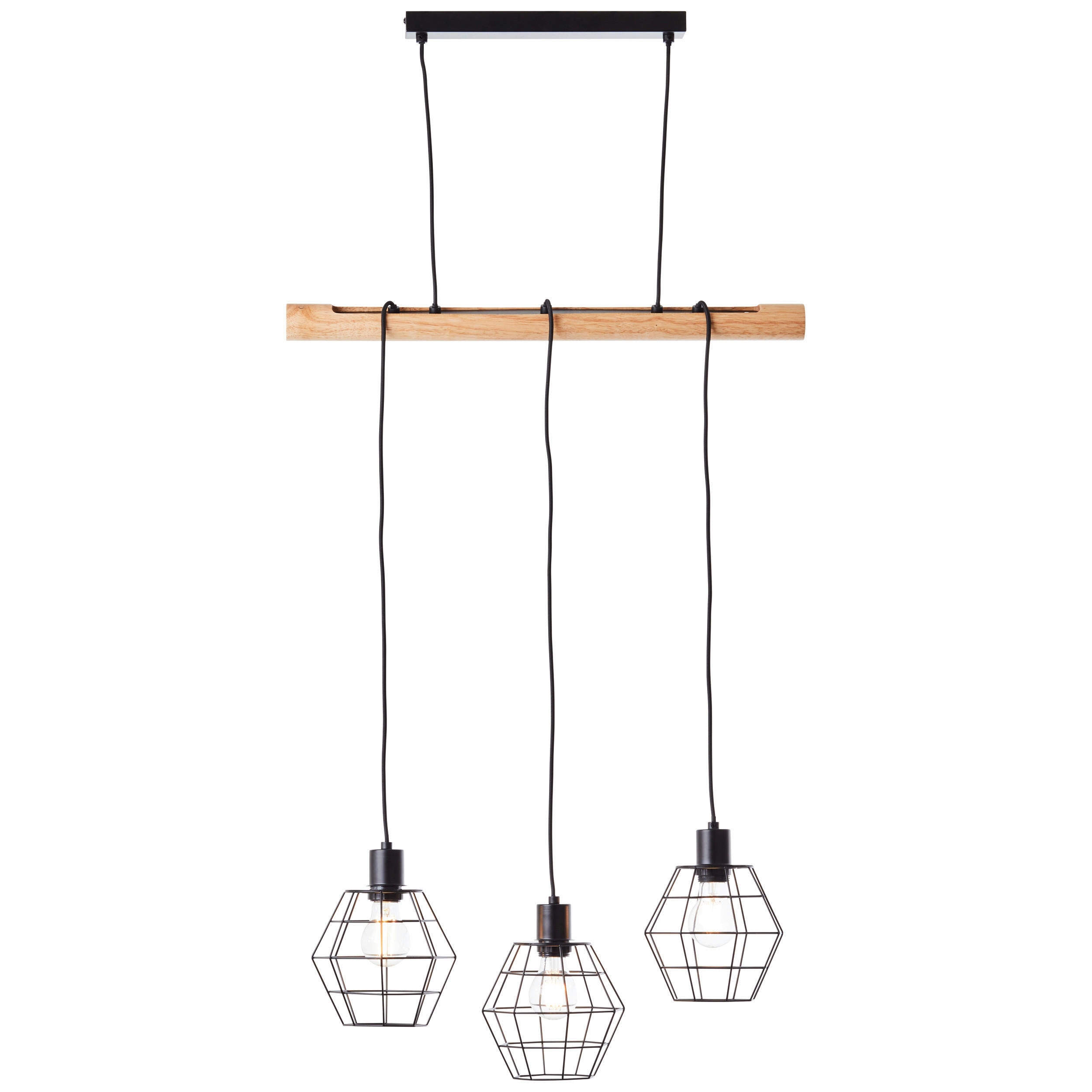 PENDELLEUCHTE 63/120/17,5 cm   - Hellbraun/Schwarz, Natur, Holz/Metall (63/120/17,5cm) - Brilliant