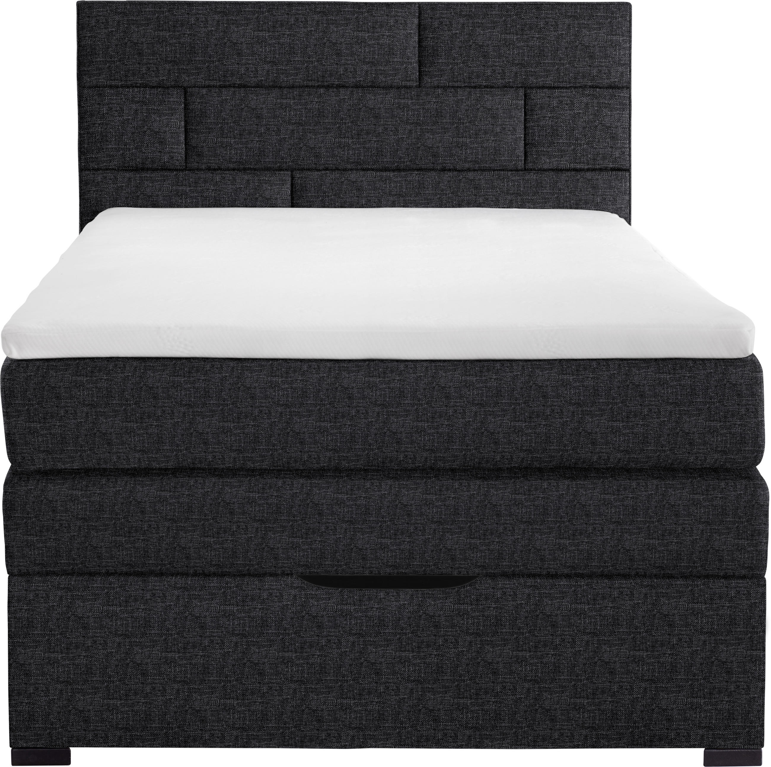 BOXSPRINGBETT 120/200 cm  in Dunkelgrau  - Wengefarben/Dunkelgrau, KONVENTIONELL, Textil (120/200cm) - Carryhome