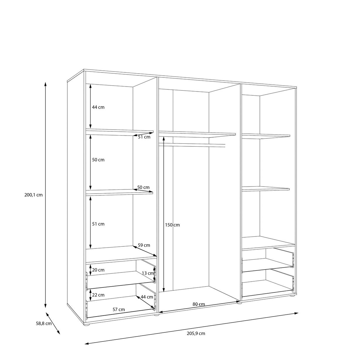 DREHTÜRENSCHRANK 205,9/200,1/58,8 cm,  in Sandfarben, Eiche Artisan, 4 Tür(en)  - Sandfarben/Schwarz, KONVENTIONELL, Holzwerkstoff/Kunststoff (205,9/200,1/58,8cm) - Milino