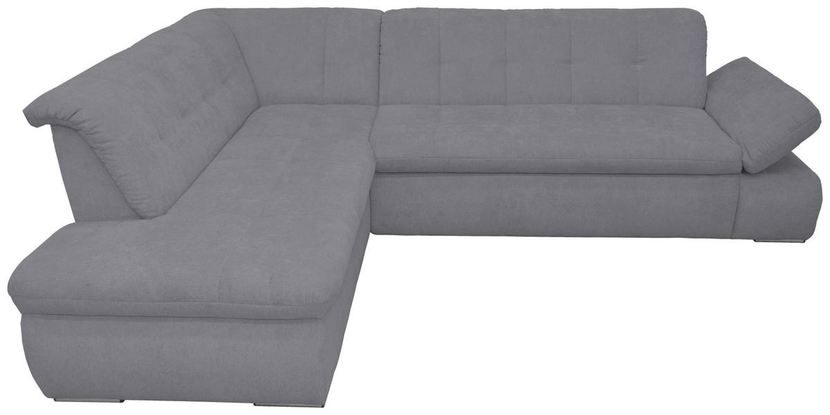 ECKSOFA Dunkelgrau Mikrofaser  - Chromfarben/Dunkelgrau, KONVENTIONELL, Textil/Metall (216/273cm) - MID.YOU
