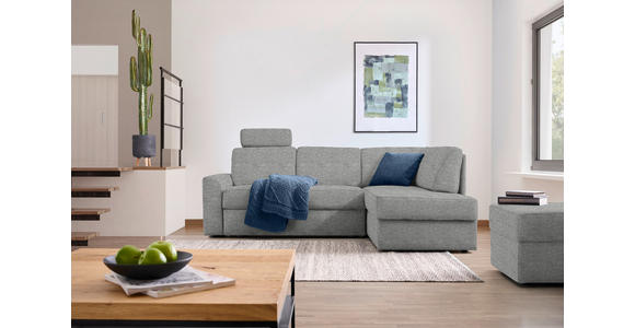 WOHNLANDSCHAFT  in Webstoff Hellgrau  - Hellgrau/Schwarz, KONVENTIONELL, Kunststoff/Textil (224/165cm) - Xora