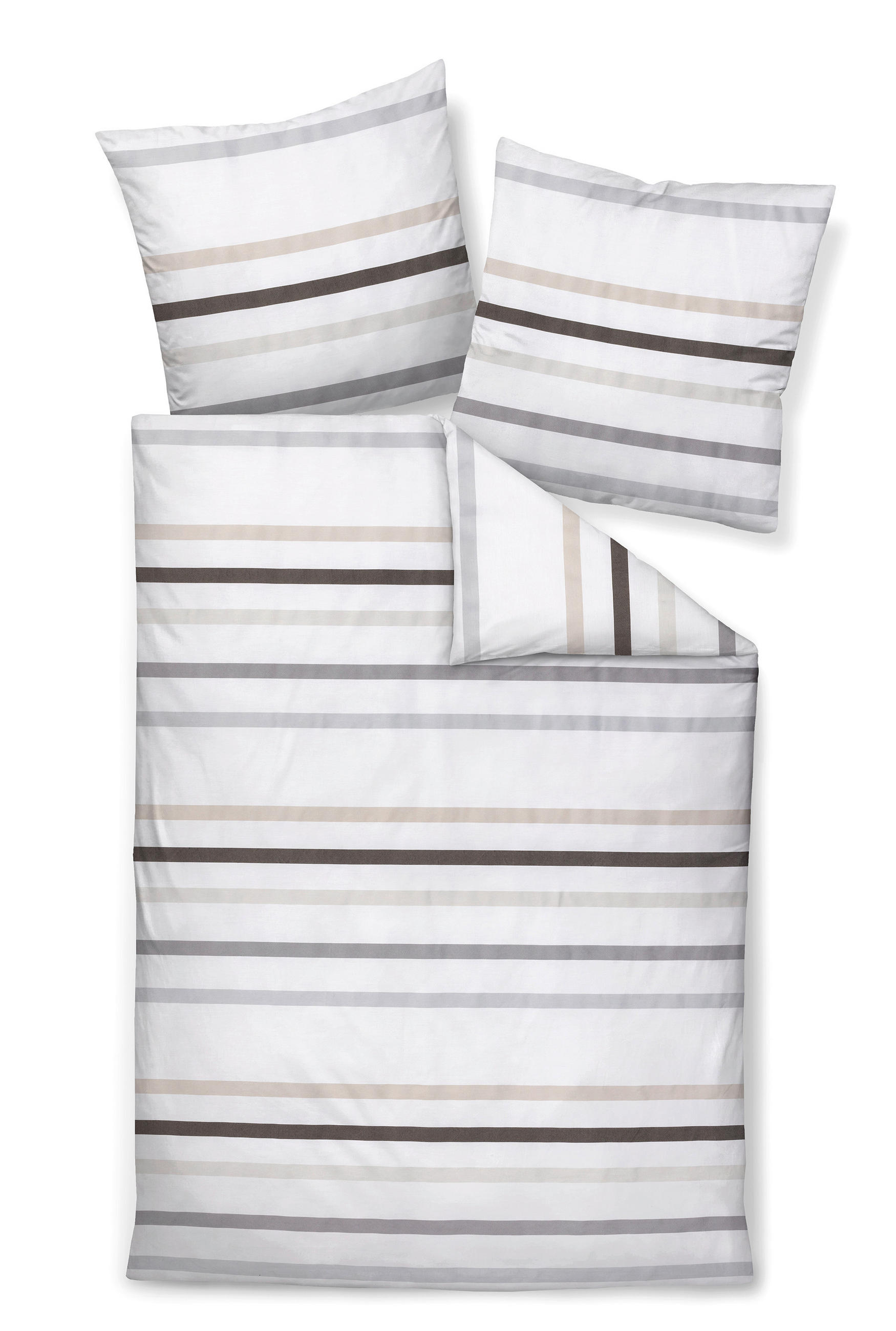 BETTWÄSCHE Makosatin 200/200 cm  - Beige/Weiß, Design, Textil (200/200cm) - Janine