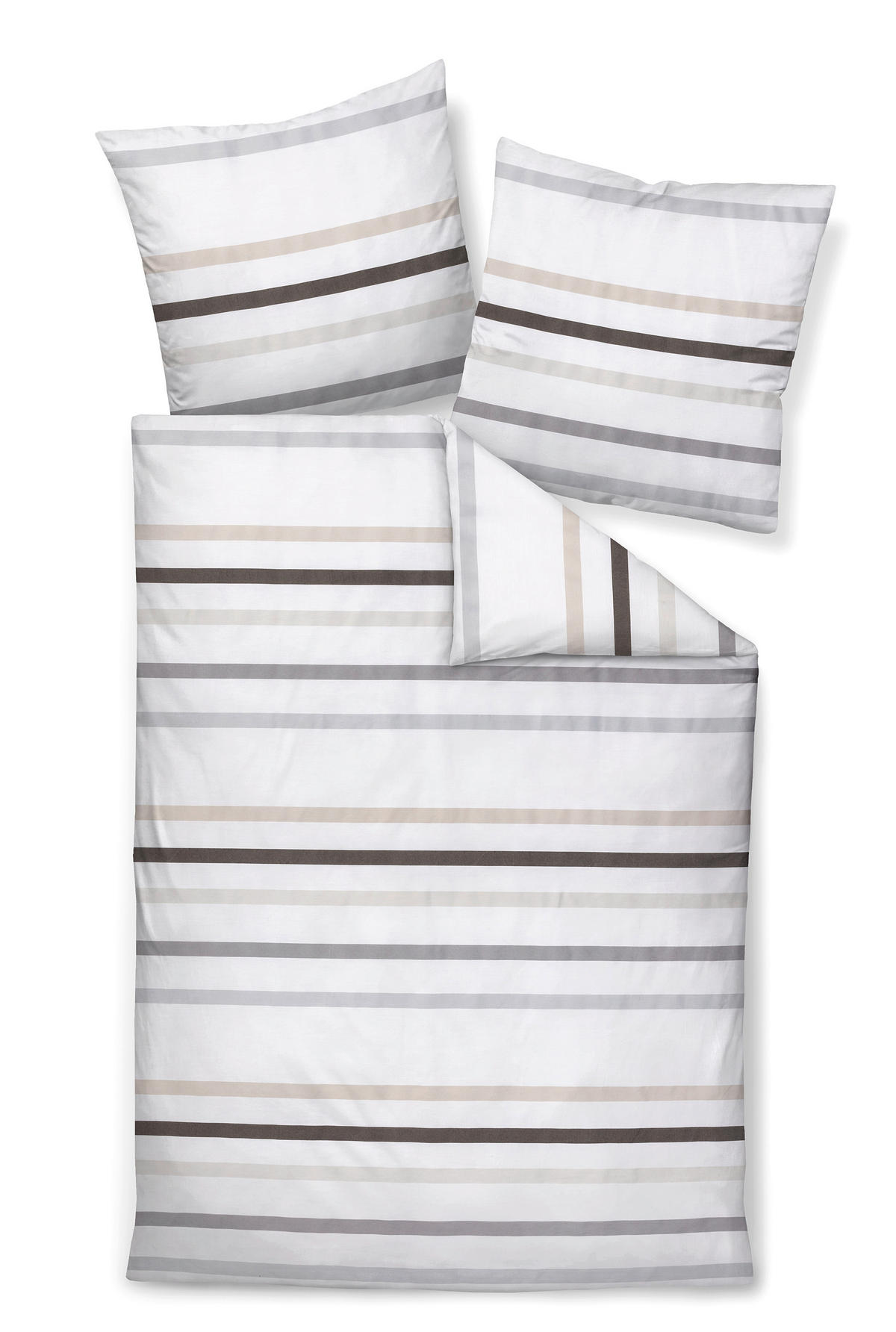 BETTWÄSCHE Makosatin 135/200 cm  - Beige/Weiß, Design, Textil (135/200cm) - Janine