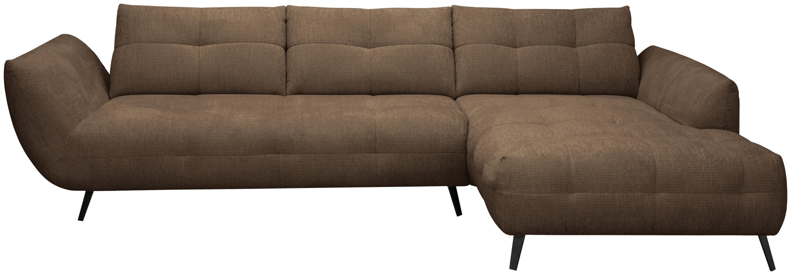 ECKSOFA Terracotta Chenille Armlehnenkissen, Rücken echt, Sitztiefenverstellung  - Terracotta/Schwarz, KONVENTIONELL, Textil/Metall (313/215cm) - Hom`in