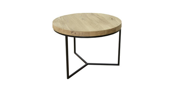 COUCHTISCH Eiche massiv rund Schwarz, Eichefarben 80/80/45 cm  - Eichefarben/Schwarz, Design, Holz/Metall (80/80/45cm) - Novel