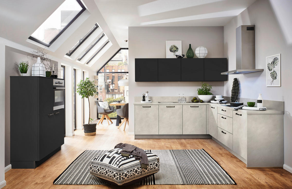 EINBAUKÜCHE LUCCA  - Schwarz/Grau, MODERN, Holzwerkstoff - Nolte Küchen