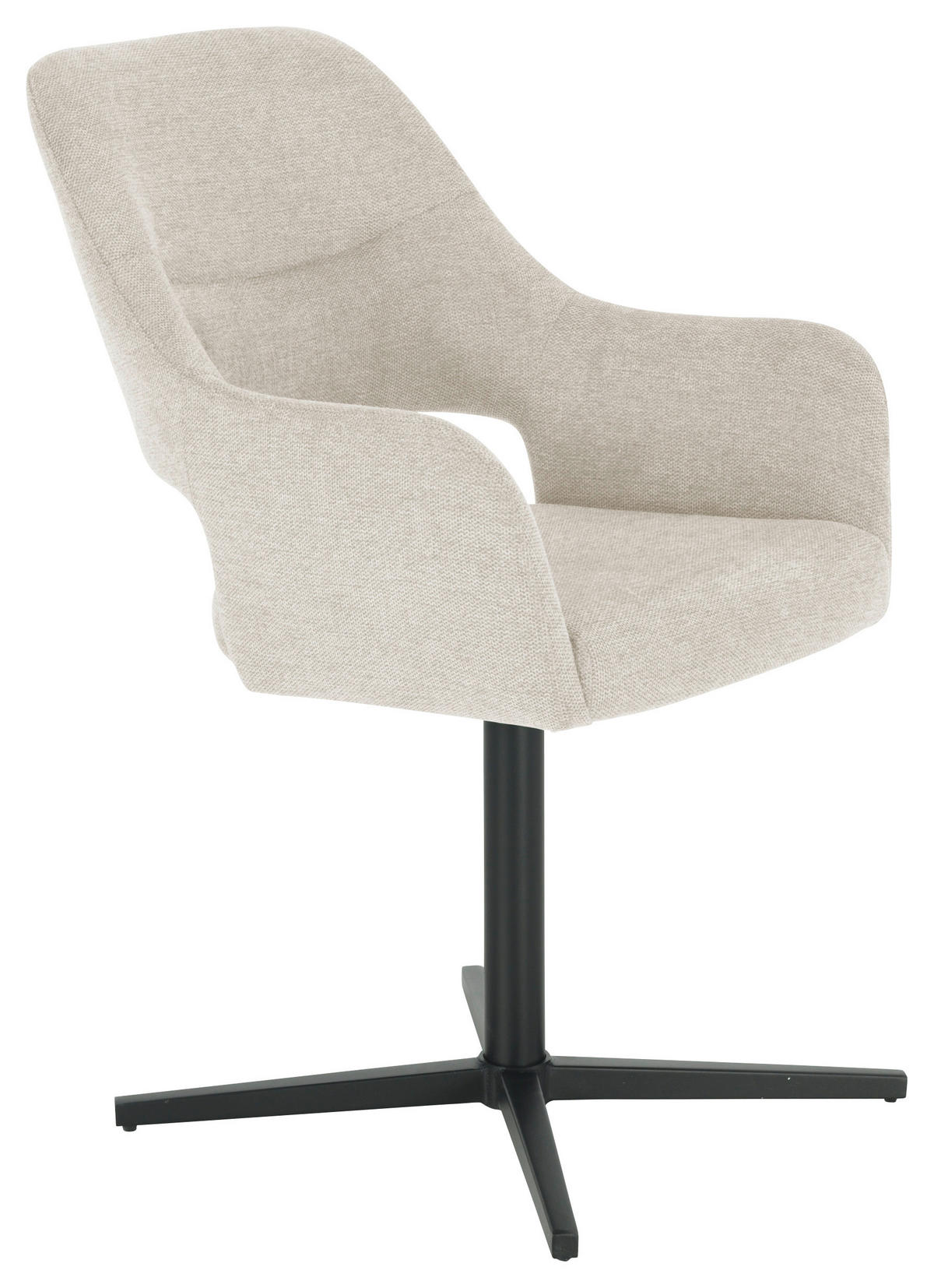 ARMLEHNSTUHL  in Eisen Leinenoptik  - Beige/Schwarz, MODERN, Holz/Textil (56/86/63cm) - MID.YOU