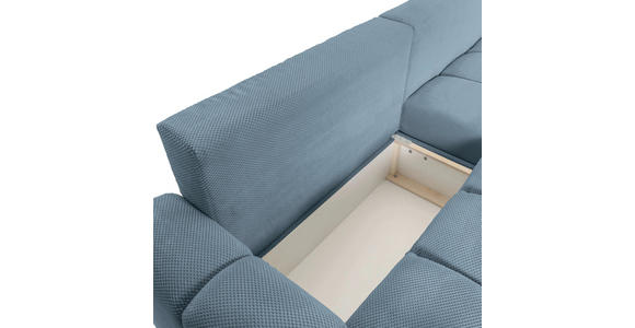 ECKSOFA in Flachgewebe Blau  - Blau/Schwarz, KONVENTIONELL, Kunststoff/Textil (256/157cm) - Carryhome