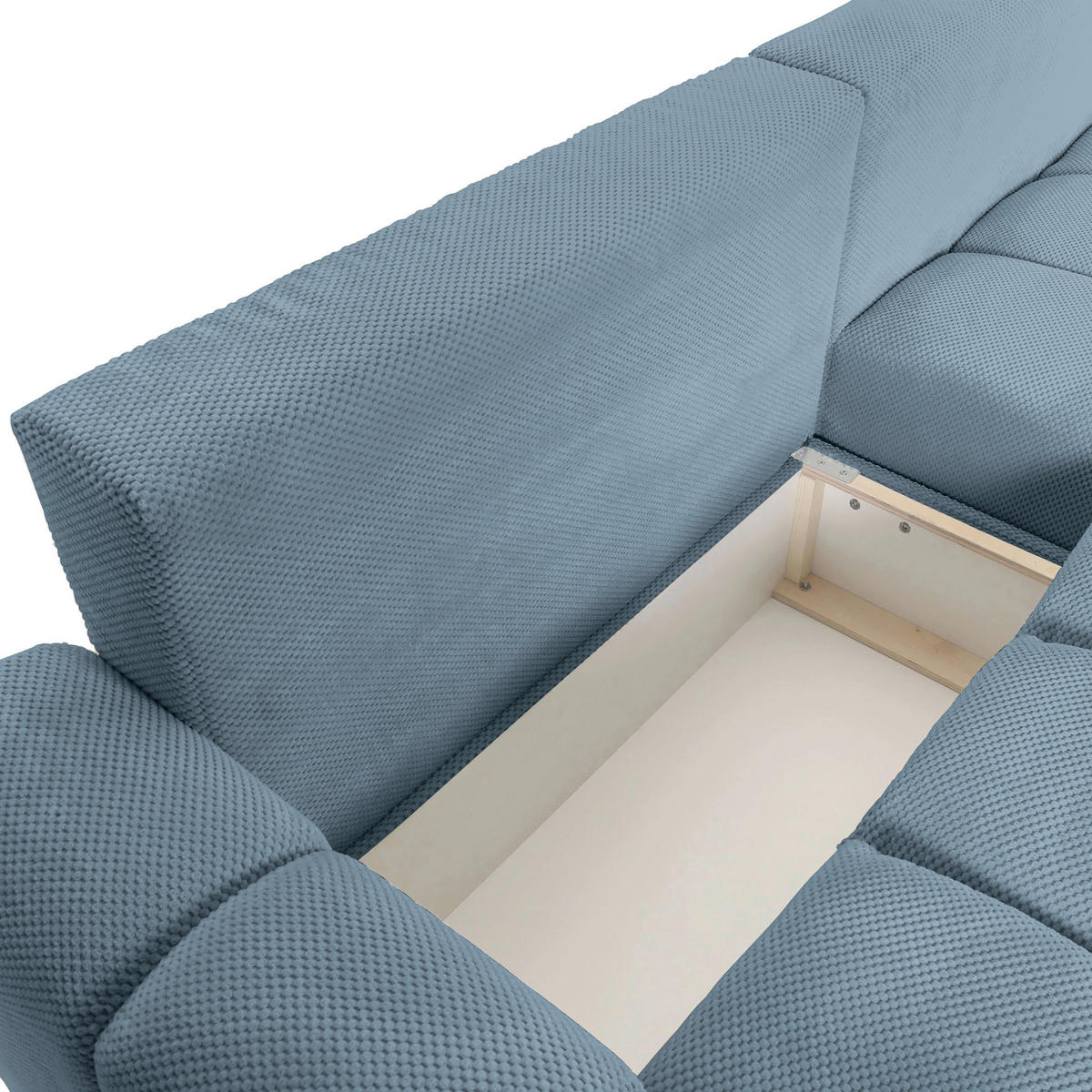ECKSOFA in Flachgewebe Blau  - Blau/Schwarz, Konventionell, Kunststoff/Textil (256/157cm) - Carryhome