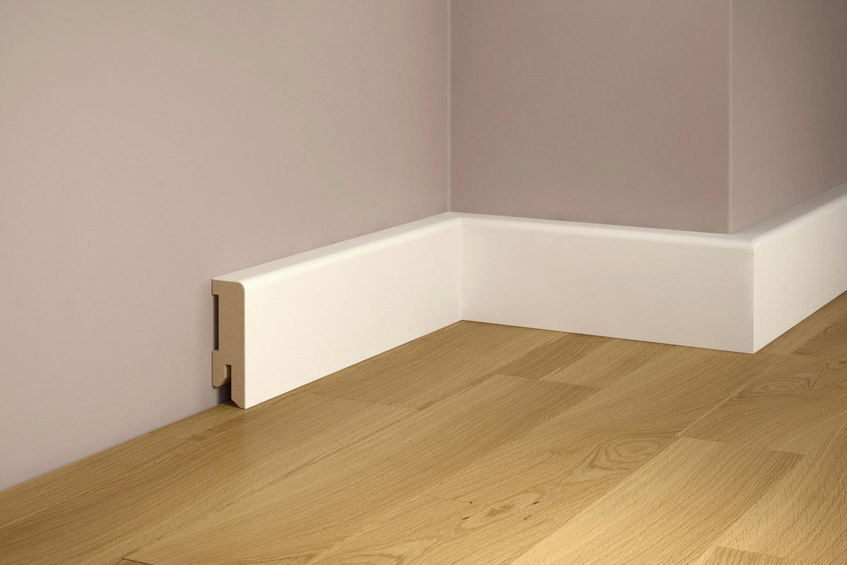 SOCKELLEISTE, Weiss  RAL 9016  - Basics, Holzwerkstoff (240/5/1,6cm) - Tilo