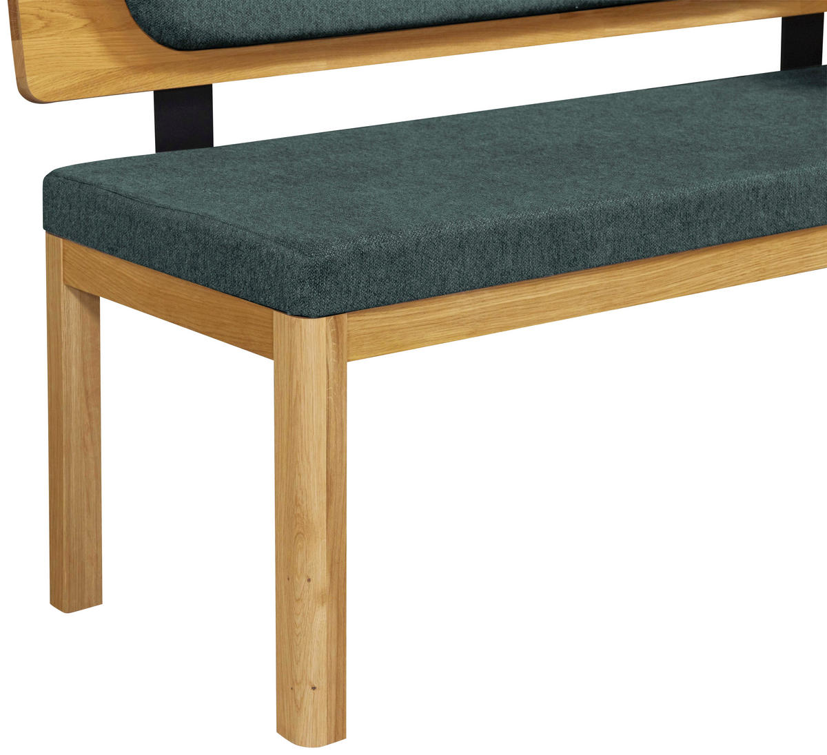 ECKBANK 155/195 cm Webstoff Eichefarben, Türkis Eiche vollmassiv   - Türkis/Eichefarben, KONVENTIONELL, Holz/Textil (155/195cm) - Linea Natura