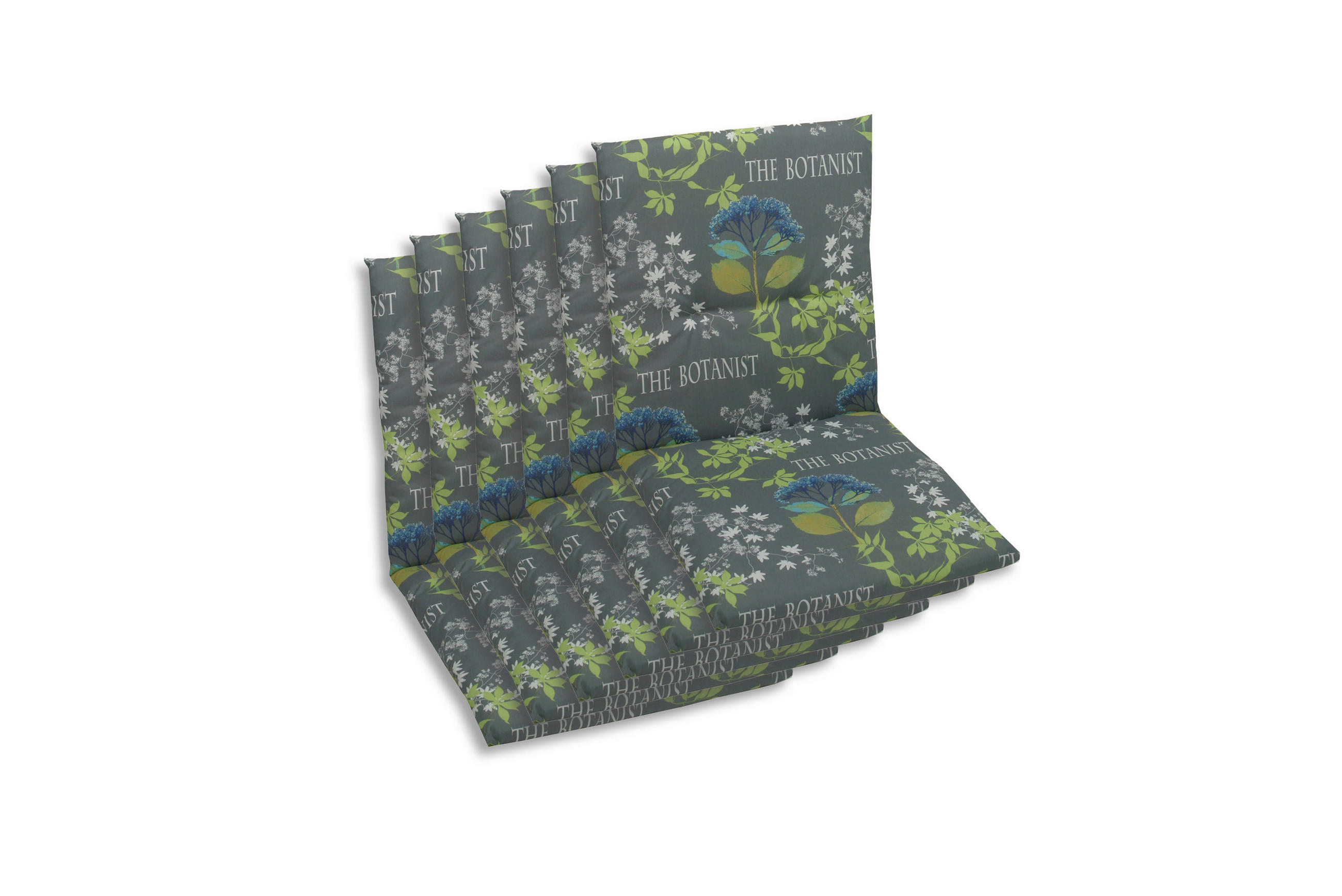 SESSELAUFLAGENSET Blume  - Blau/Grau, Basics, Textil (48/5/98cm)