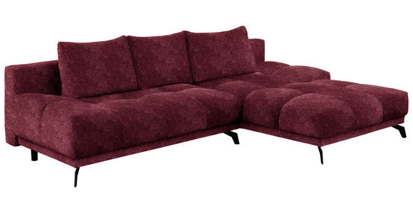 ECKSOFA Dunkelrot Chenille  - Schwarz/Dunkelrot, MODERN, Textil/Metall (290/182cm) - Hom`in