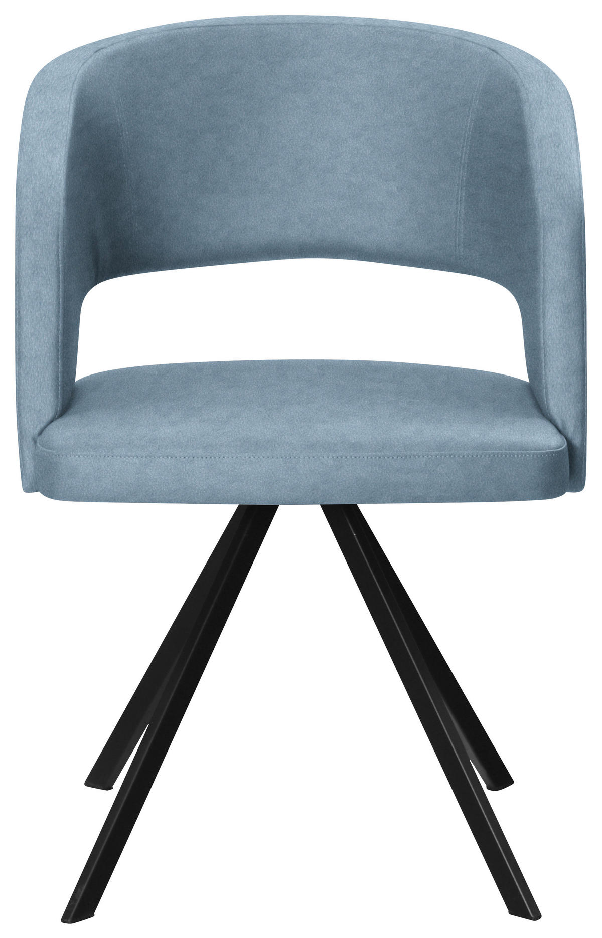 ARMLEHNSTUHL  in Stahl Mikrofaser, Lederlook (vegan)  - Schwarz/Hellblau, KONVENTIONELL, Textil/Metall (56/84/59cm) - Moderano