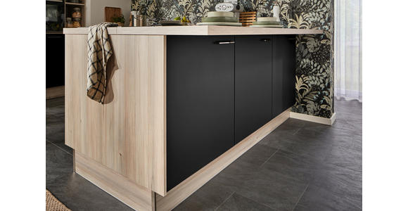 ECKKÜCHE  in Schwarz, Tannenholzfarben  - Tannenholzfarben/Schwarz, Design, Holzwerkstoff/Metall (121,6/280/150cm) - Xora