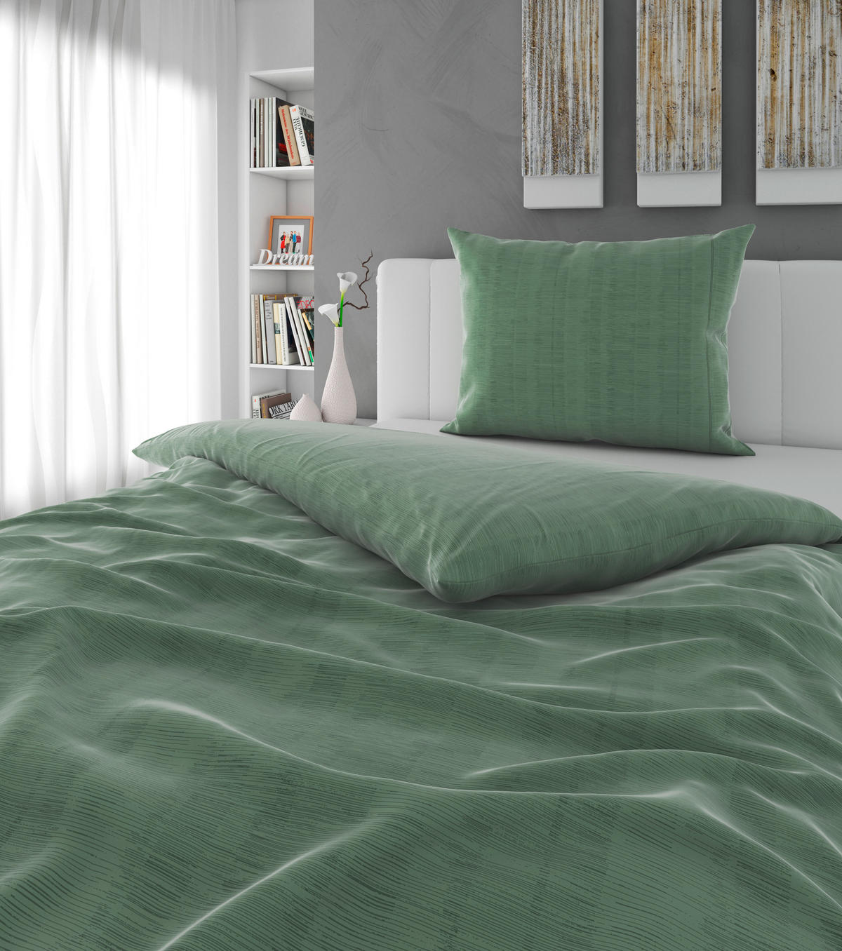 BETTWÄSCHE Mavie Satin 140/200 cm  - Grün, KONVENTIONELL, Textil (140/200cm) - Esposa