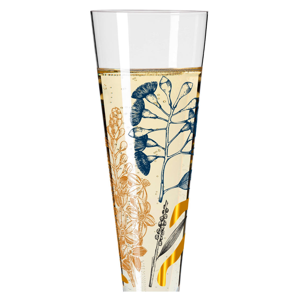 CHAMPAGNERGLAS 205 ml  - Blau/Goldfarben, LIFESTYLE, Glas (7,2/7,2/24,0cm) - Ritzenhoff