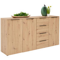 TÁLALÓSZEKRÉNY 181.5/92.9/42 cm  - tölgyfa színű/fekete, Konventionell, faalapú anyag/fém (181.5/92.9/42cm) - Xora