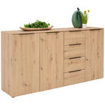 SIDEBOARD  in 181.5/92.9/42 cm  - Eichefarben/Schwarz, KONVENTIONELL, Holzwerkstoff/Metall (181.5/92.9/42cm) - Xora