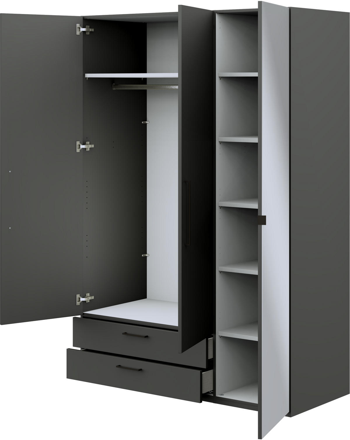 KLEIDERSCHRANK  in Graphitfarben  - Anthrazit/Graphitfarben, Design, Glas/Holzwerkstoff (151,3/213,6/59,3cm) - Cantus