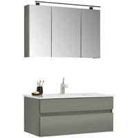 BADEZIMMER 3-teilig  in 102 cm  - Dunkelgrün/Weiß, Design, Glas/Keramik (102cm) - Novel