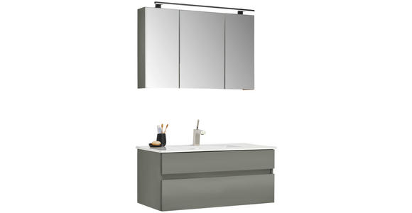 BADEZIMMER 3-teilig in 102 cm - Dunkelgrün/Weiß, Design, Glas/Keramik (102cm) - Novel