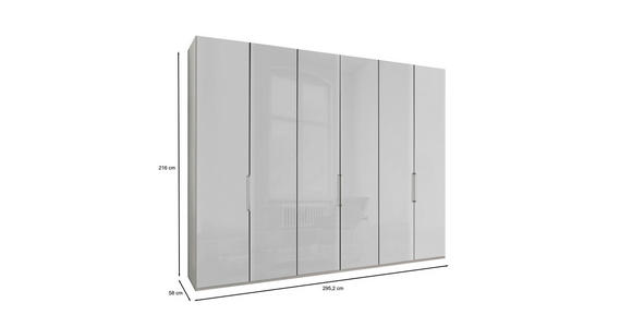 FALTTÜRENSCHRANK 300/216/58 cm 6-türig  - Chromfarben/Weiß, KONVENTIONELL, Glas/Holzwerkstoff (300/216/58cm) - Dieter Knoll