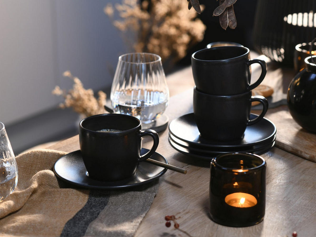 SET MED KOPPAR Soft Touch Black 12 delar  - Basics, keramik - Creatable