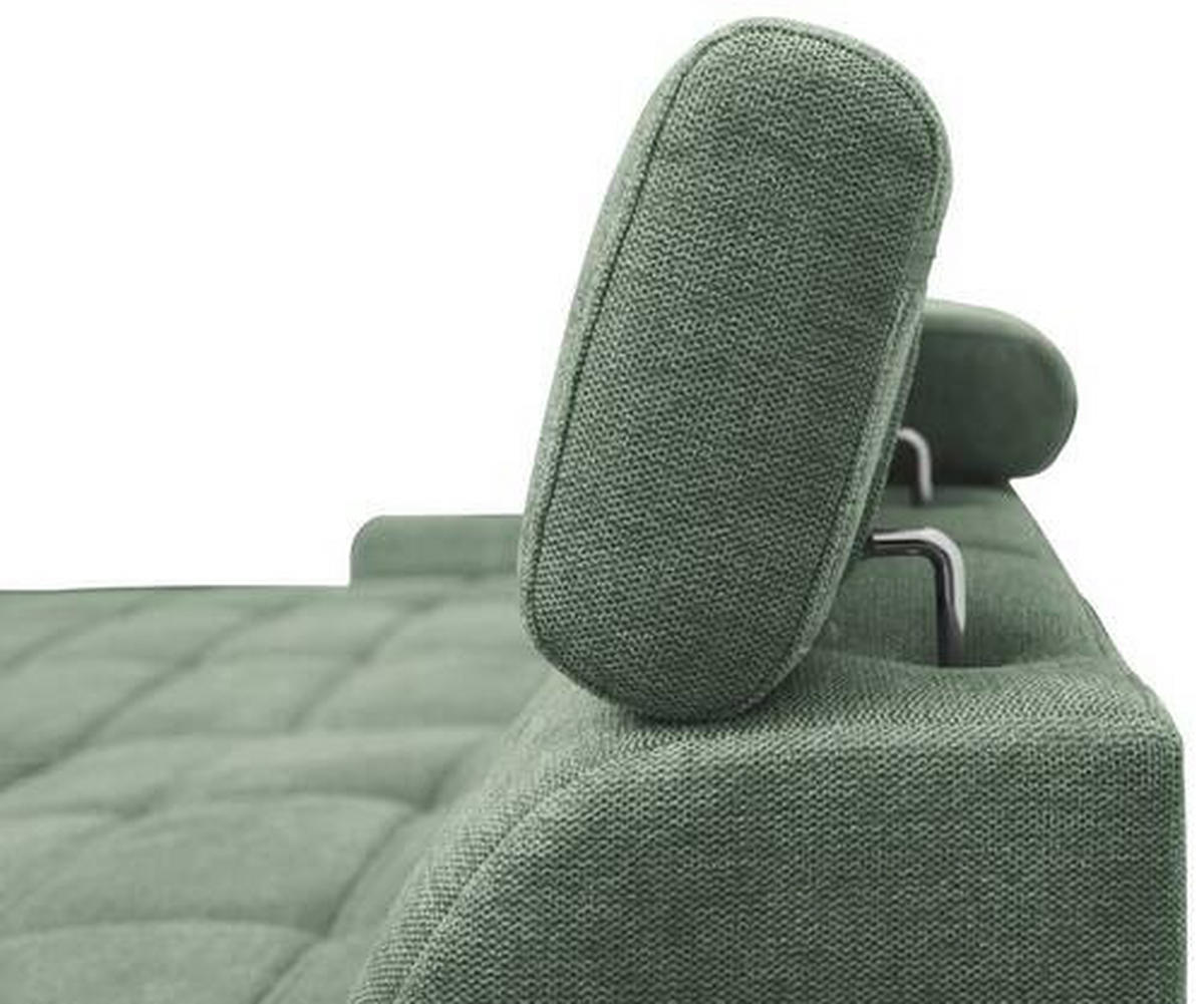 ECKSOFA in Webstoff Grün  - Weiss/Schwarz, Design, Kunststoff/Textil (276/173cm) - Stylife