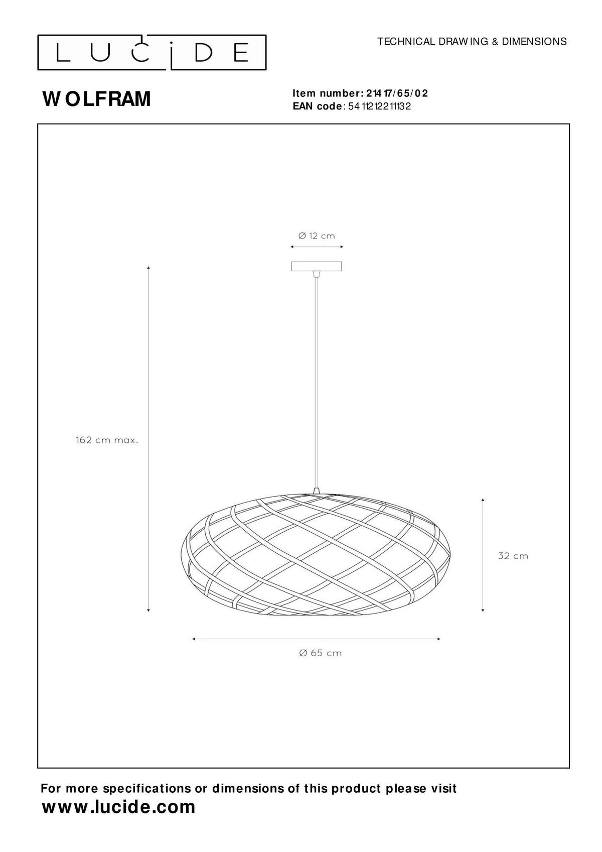 HÄNGELEUCHTE WOLFRAM 65/162 cm   - Messingfarben, KONVENTIONELL, Metall (65/162cm) - Lucide